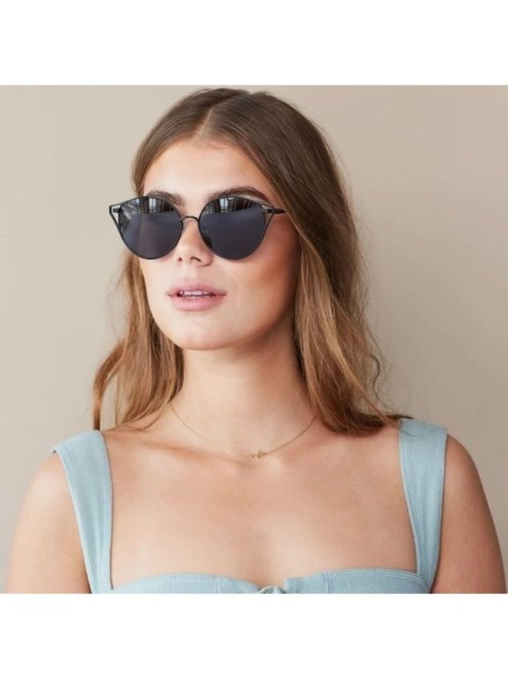 Ibiza Sonix Cat-Eye Black Metal Frame Sunglasses With Dark Tinted Lenses